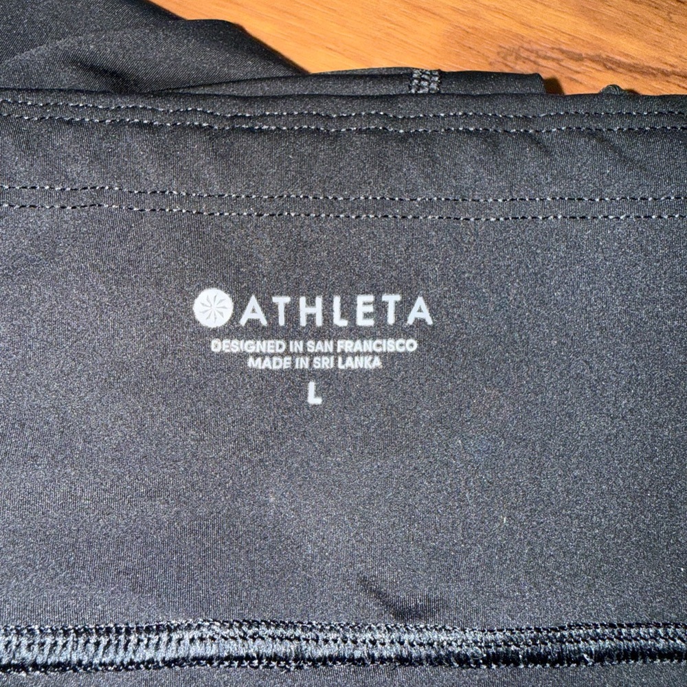 Pristine Athleta Challenge 7/8 Leggings Black High Rise Zip Pocket Size Large - Picture 2 of 10